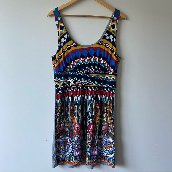 Desigual Sleeveless Scoop Neck Geometric Print Dress Size XL - Picture 1 of 15